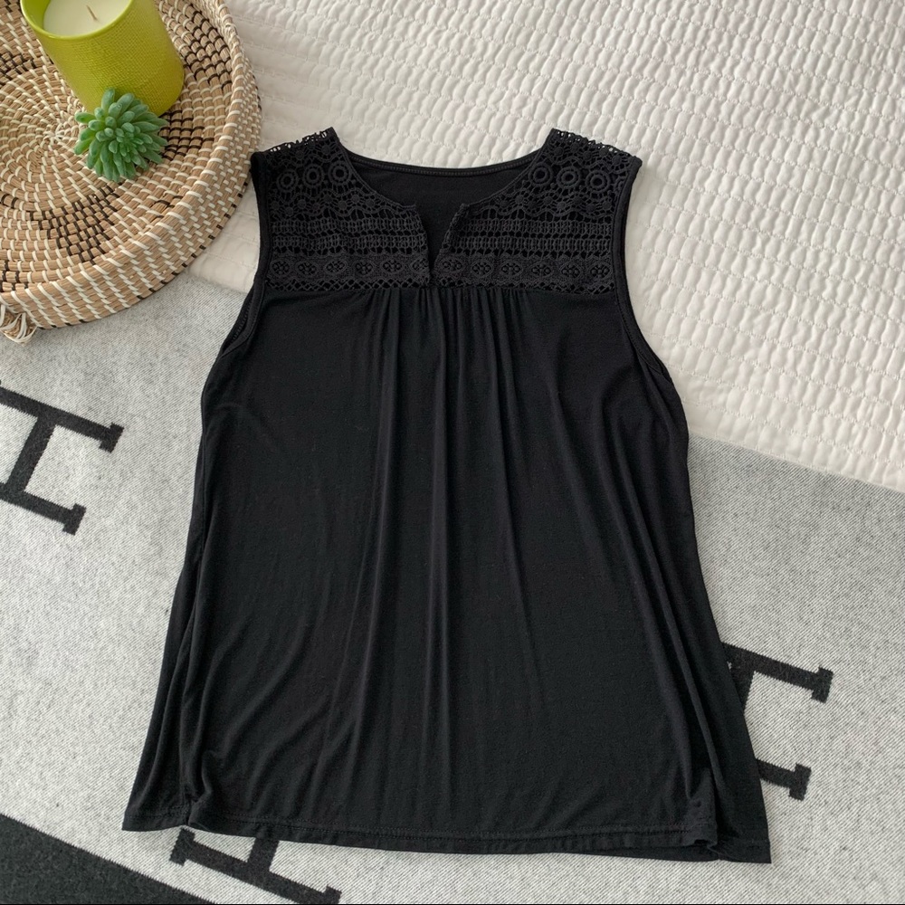 Black Embroidered Sleeveless Top